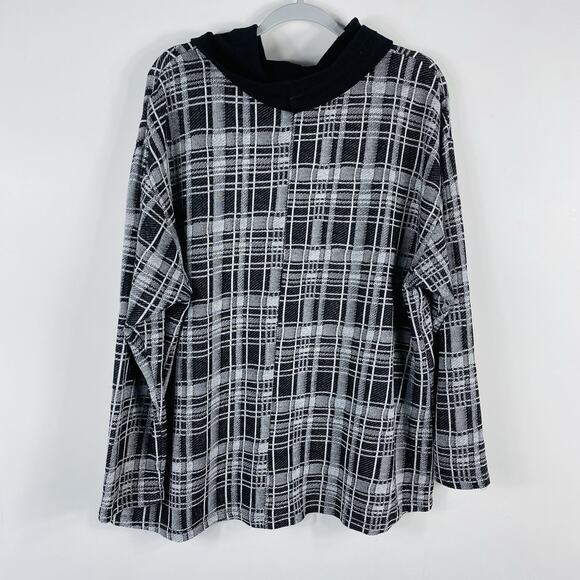 Lane Bryant Plus Size 18 20 Plaid Cowl Neck Sweater Gray Black - Picture 3 of 6